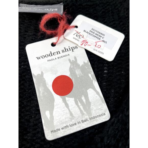 Wooden Ships Sz M/L Dog Mom Sweater Black Cozy Graphic Dog Lover Slouchy NWT - Picture 12 of 12